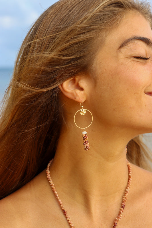 Niihau Shell Gold Hoops