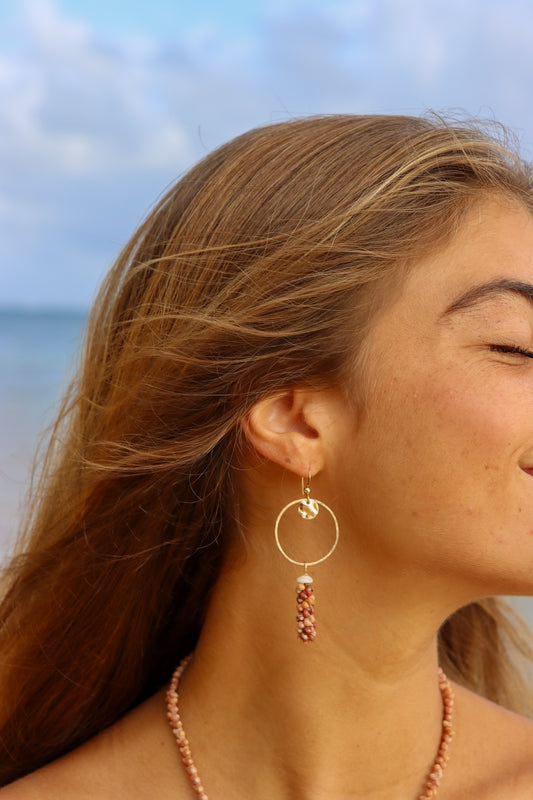 Niihau Shell Gold Hoops