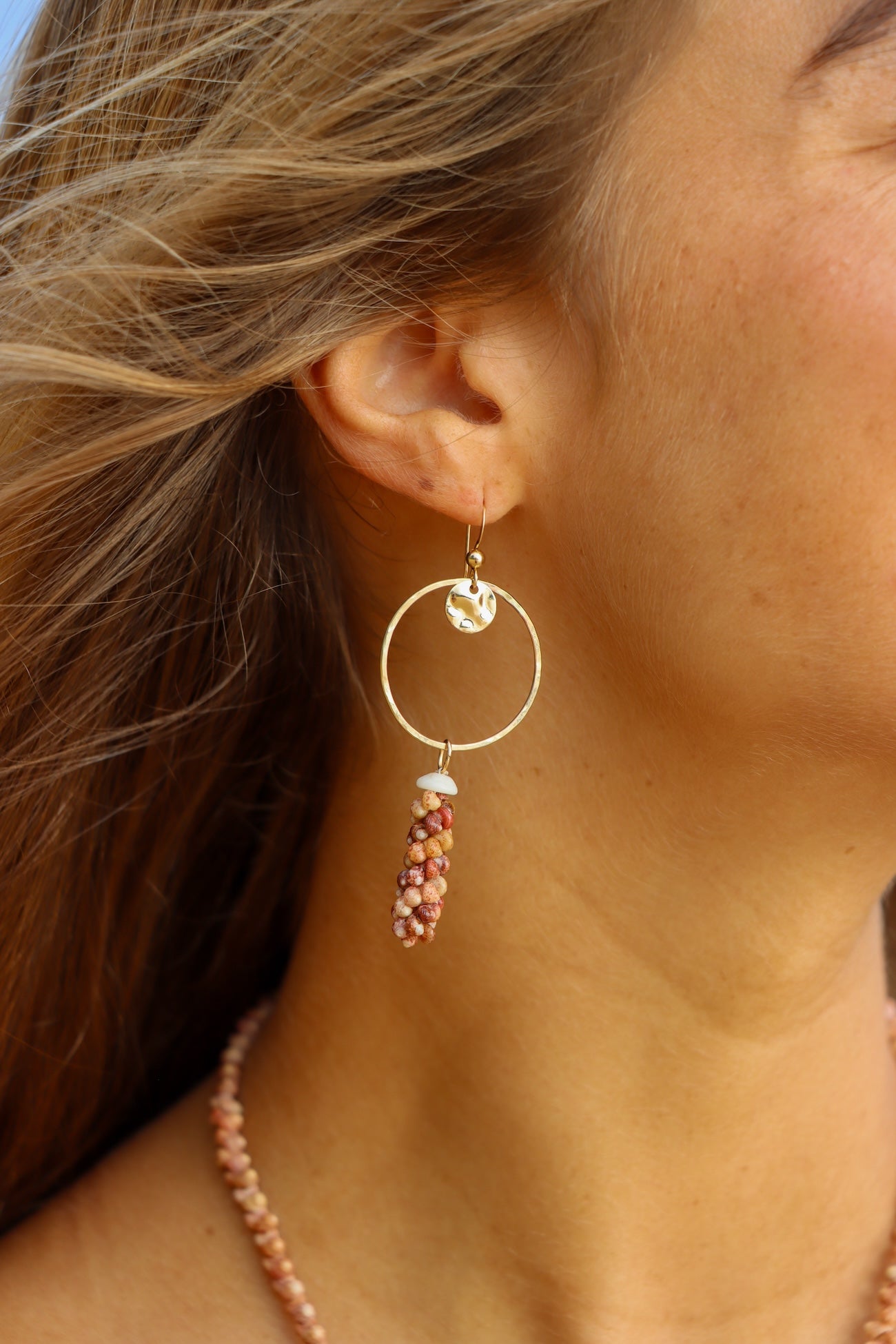 Niihau Shell Gold Hoops