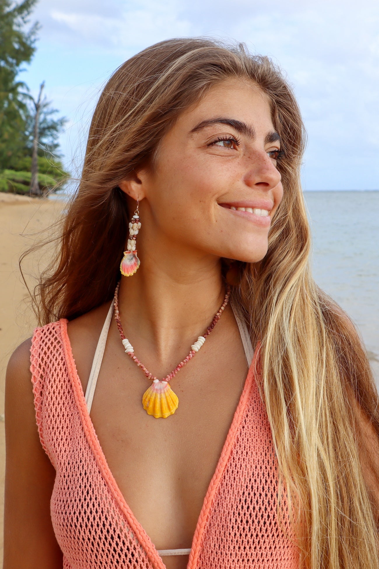 Sunrise Shell and Niihau Earrings