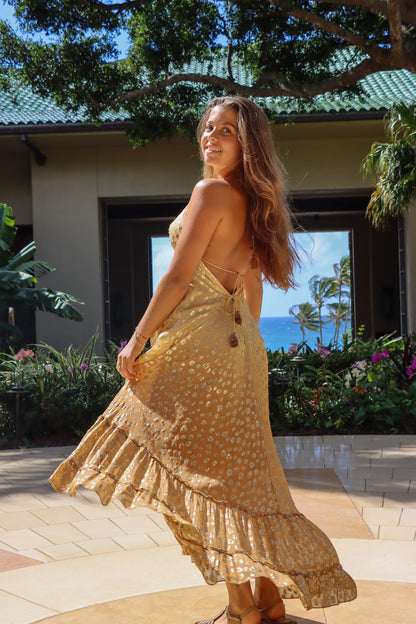 Strappy Golden Cheetah Dress