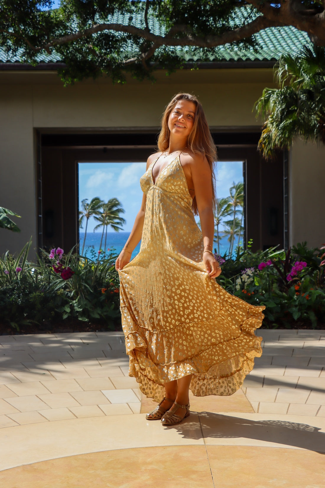 Strappy Golden Cheetah Dress